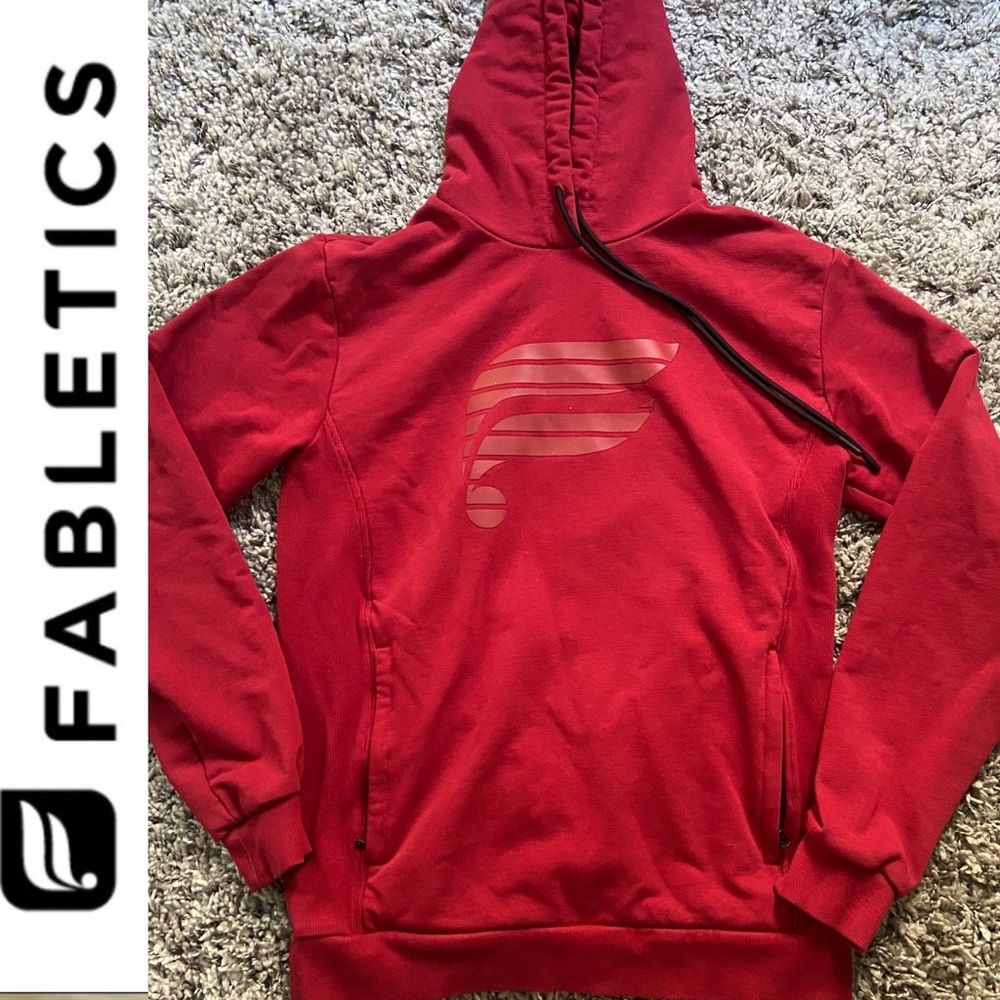 FABLETICS NWOT Red Hoodie Front Logo Mens